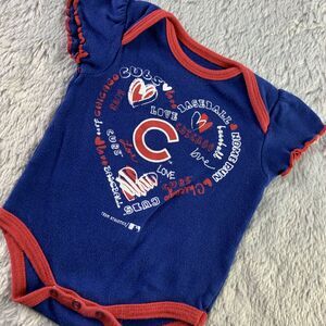 Chicago Cubs Shirt Baby 0-3 Months Blue Red White Snap Close Short Sleeve MLB